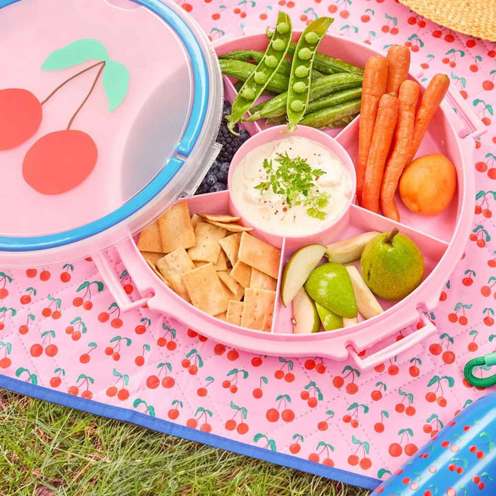 Rice - Rundes Bento-Tablett Lunchbox mit Fächern Pink Cherry