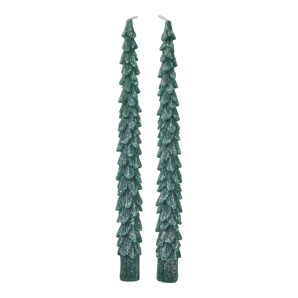 Rice - Stabkerzen Tanne Dunkelgrün 2er Pack