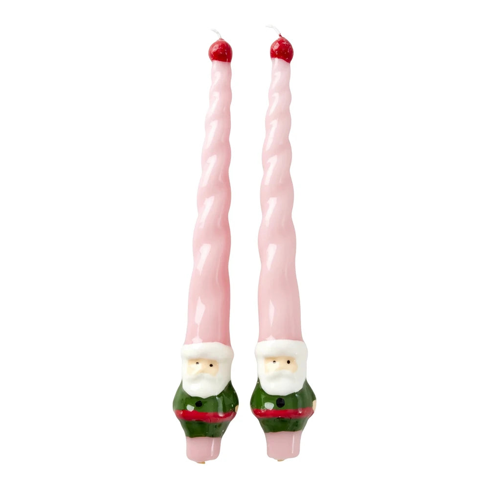 Rice - Stabkerzen Weihnachtsmann Rosa Rot 2er-Set