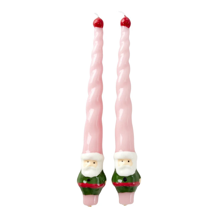 Rice - Stabkerzen Weihnachtsmann Rosa Rot 2er-Set