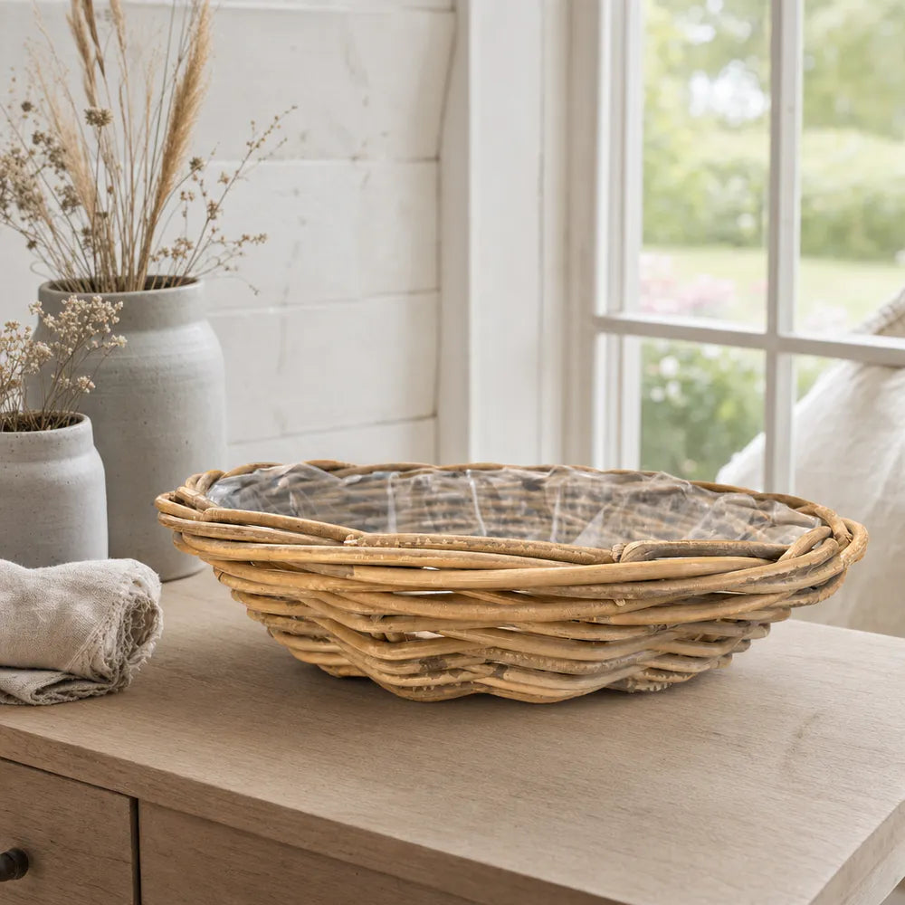 Alsaba Home - Runde Rattanschale mit Folieneinsatz
