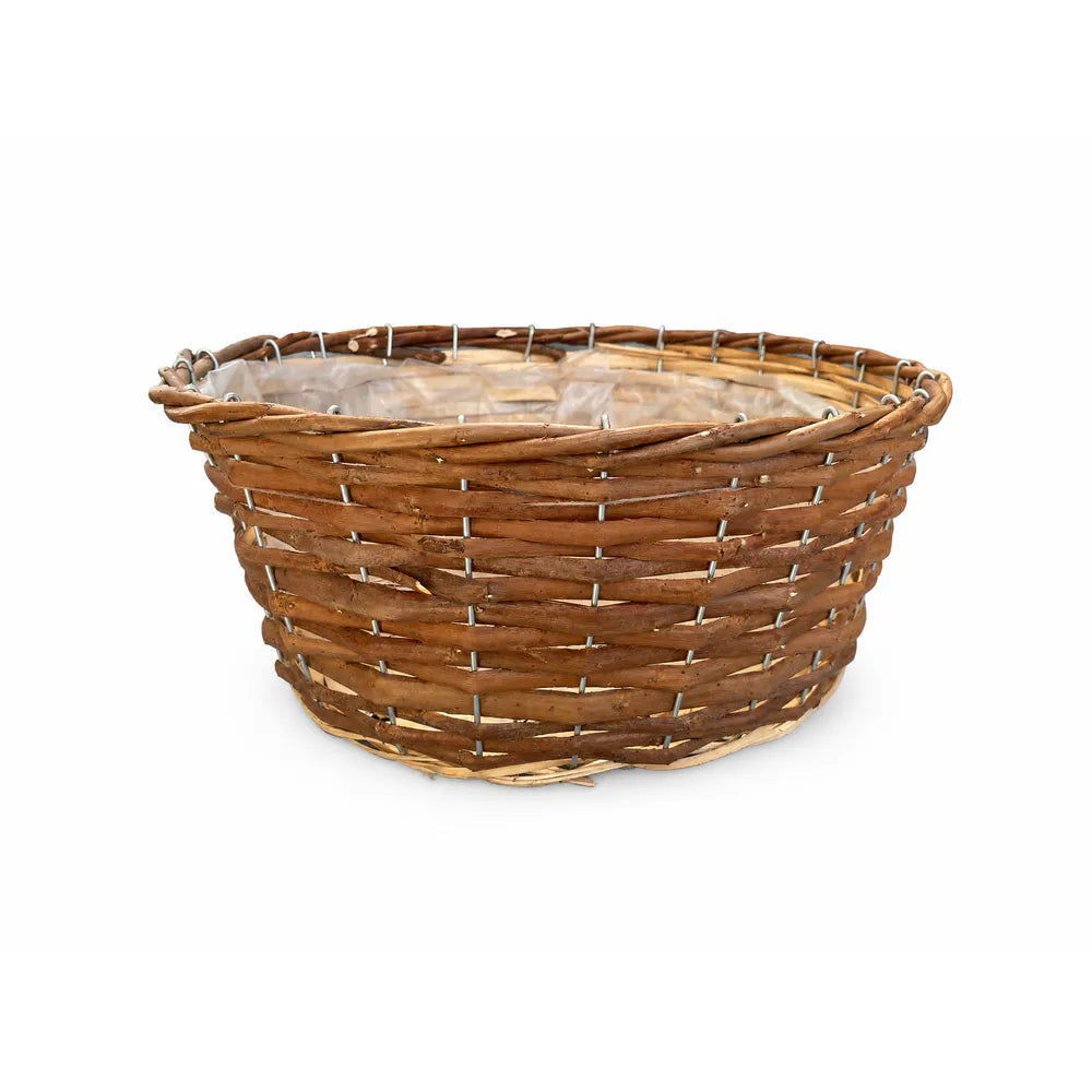 Alsaba Home - Runder Korb mit Folieneinsatz aus Metall — Durchmesser: 30 cm | Höhe: 14 cm
