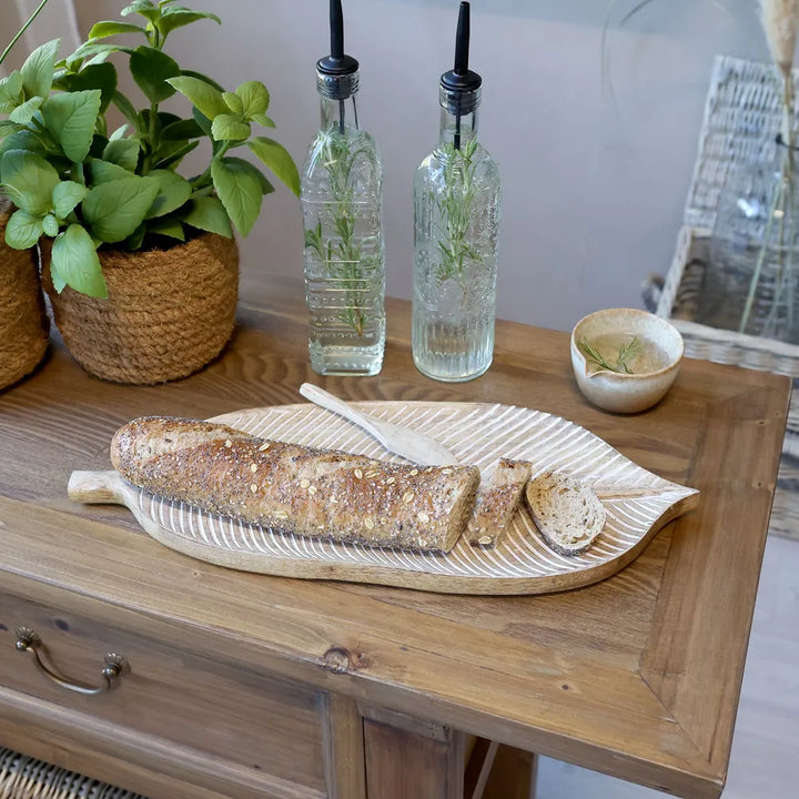 Chic Antique - Tours Serviertablett Blatt aus Mangoholz