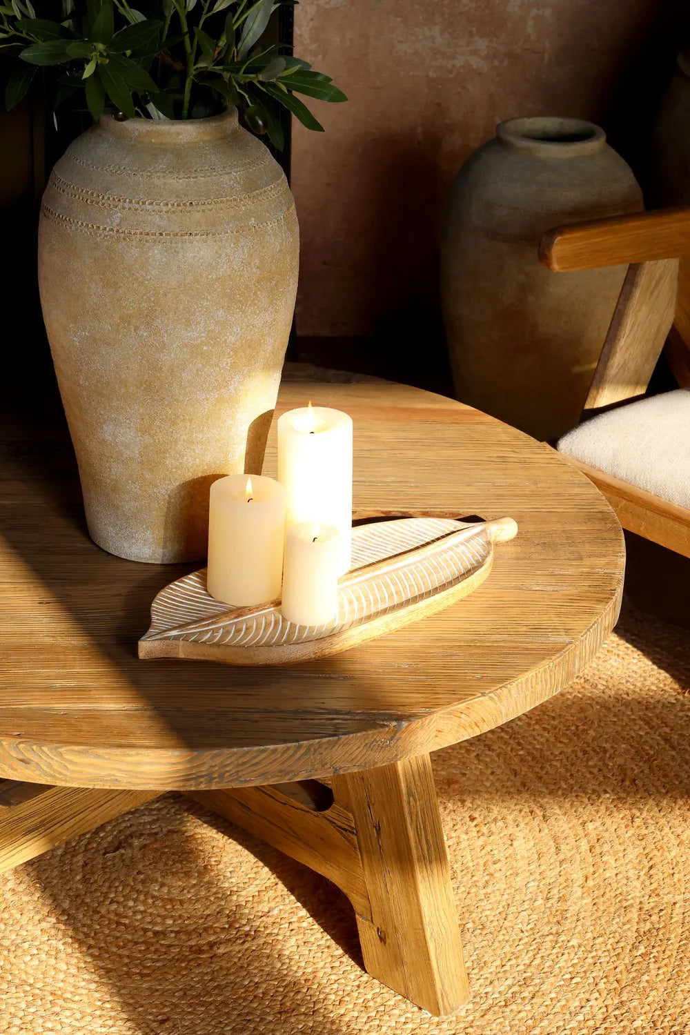 Chic Antique - Tours Serviertablett Blatt aus Mangoholz