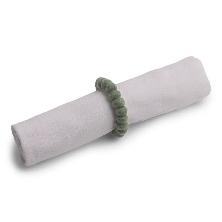Gry & Sif - Serviettenring Filzkugeln Dusty Light Green 2er Set