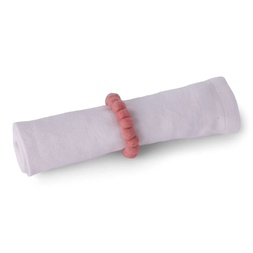 Gry & Sif - Serviettenring Filzkugeln - Dusty Red - 2er Set