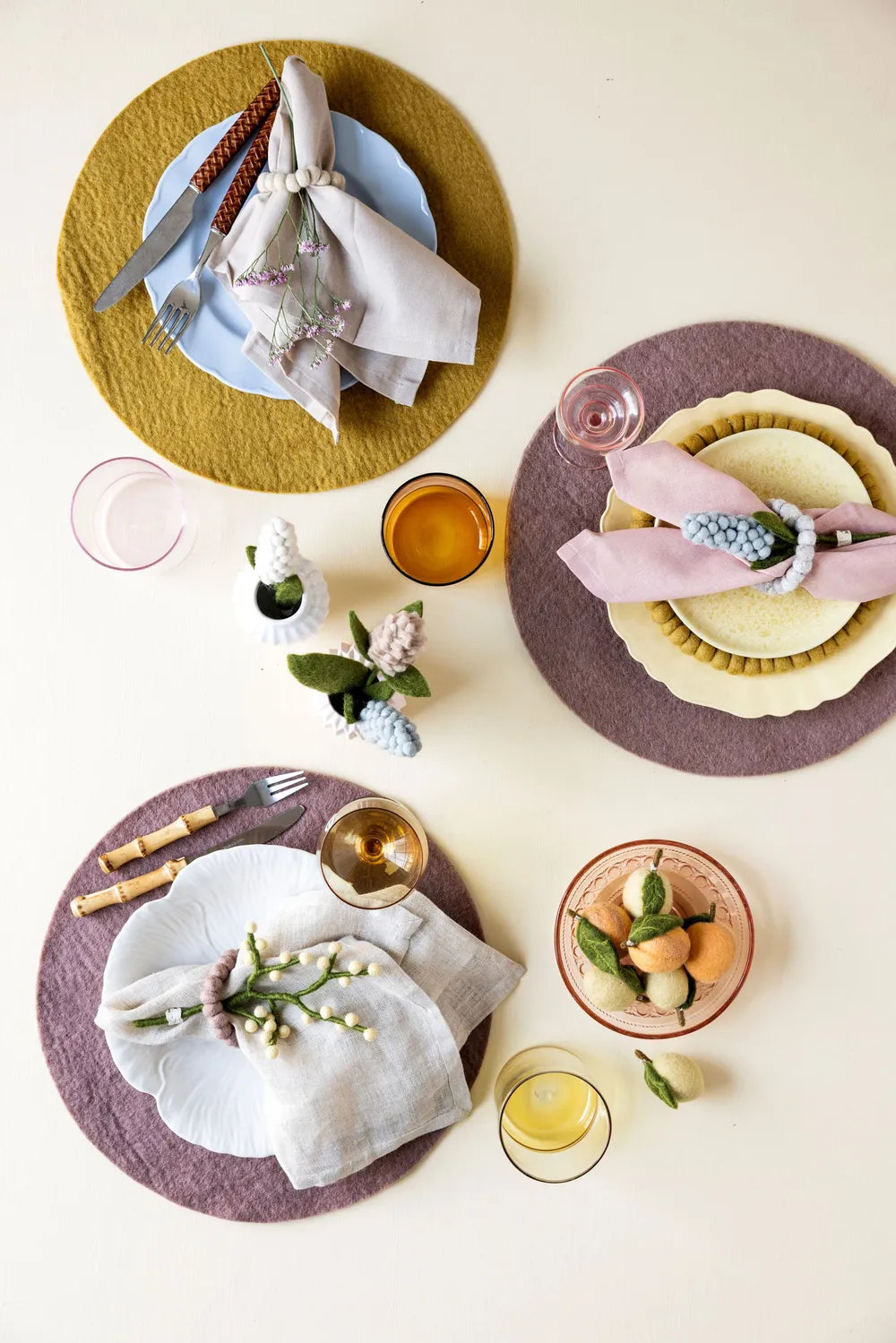 Gry & Sif - Serviettenring Filzkugeln Lavendel 2er-Set