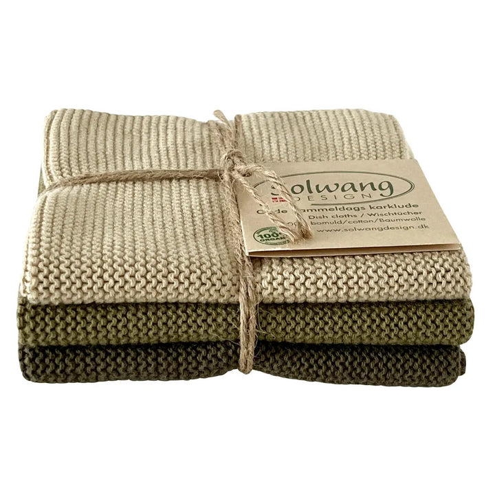 Solwang Wischtücher 3er-Set - Olive Kombi dunkel