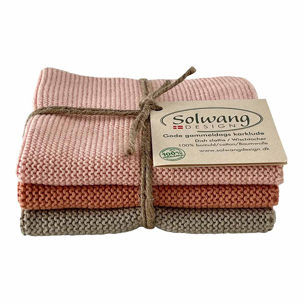 Solwang Wischtücher 3er Set - Aprikose Olive Kombi BIO