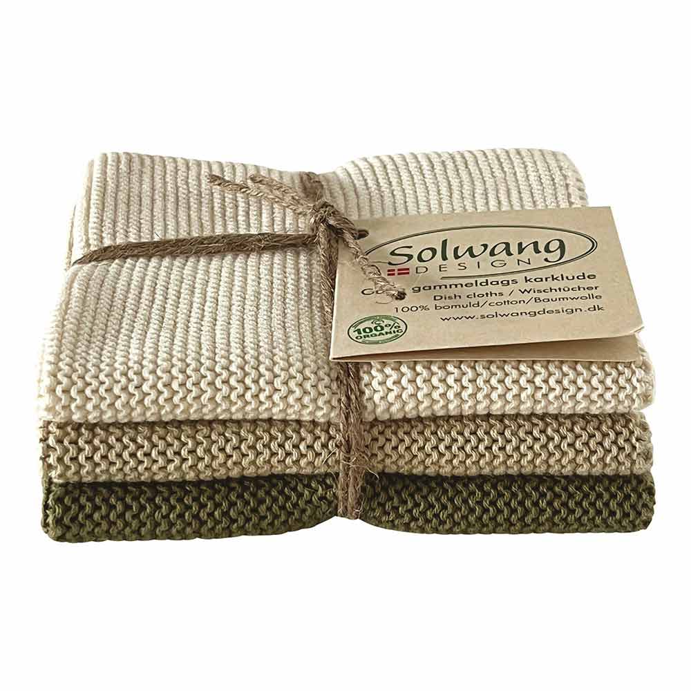 Solwang Wischtücher 3er Set - Olive Kombi hell