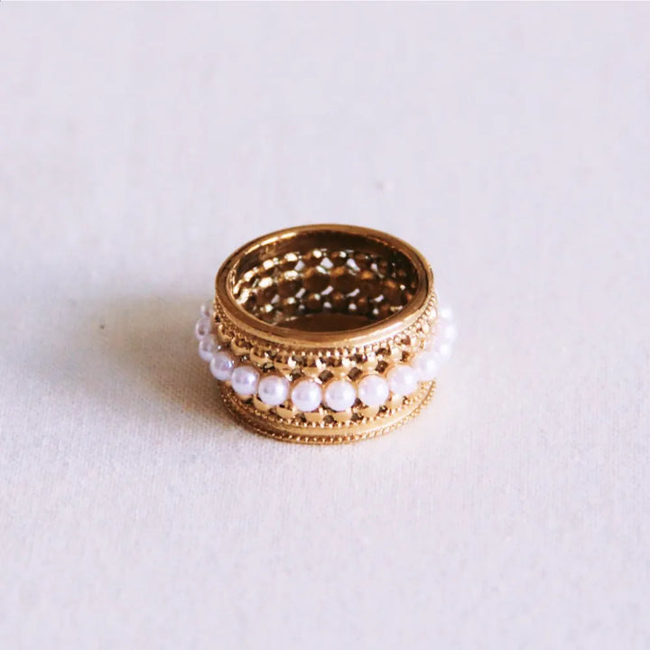 Bazou - Statement-Ring mit Miniperlen