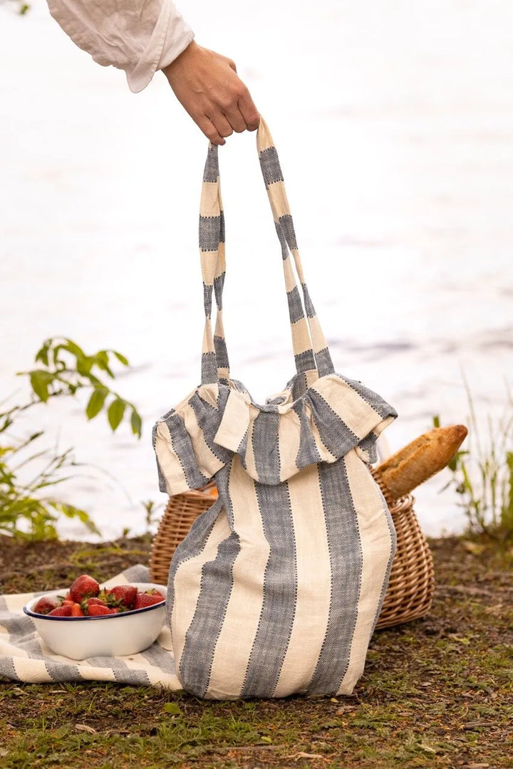 Strömshaga - Stofftasche Ida Stripe Rosa/Weiß