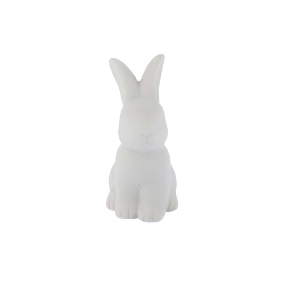 Die Storefactory – Oskar Hase ist eine weiße Hasenfigur aus Keramik mit aufrechten Ohren in sitzender Haltung, isoliert auf einem schlichten weißen Hintergrund.