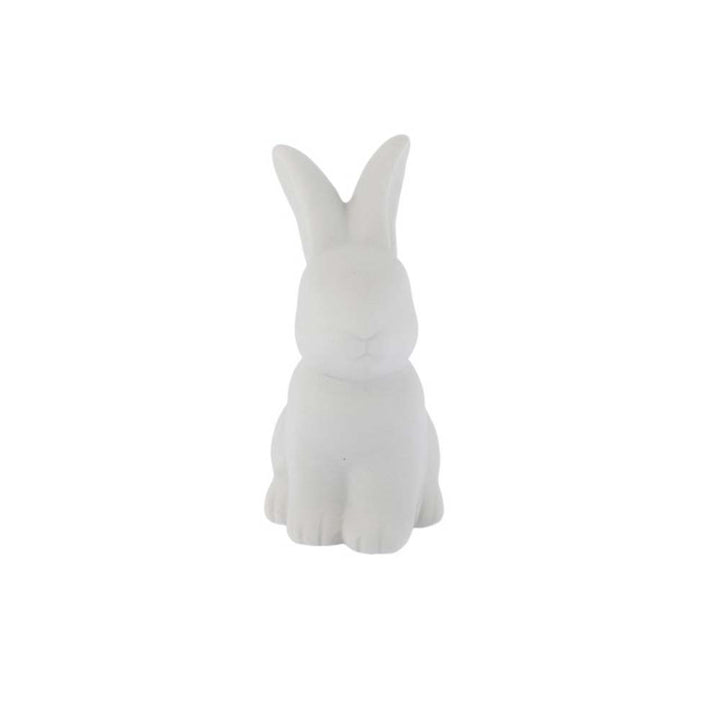 Die Storefactory – Oskar Hase ist eine weiße Hasenfigur aus Keramik mit aufrechten Ohren in sitzender Haltung, isoliert auf einem schlichten weißen Hintergrund.