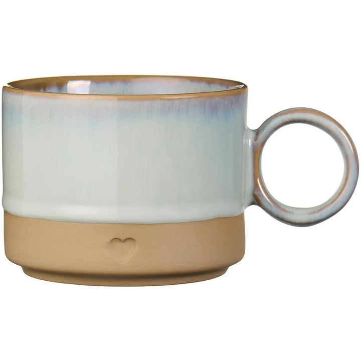 Ib Laursen - Tasse mit Henkel Heart mattbrauner Ton mit hellblauer Kante