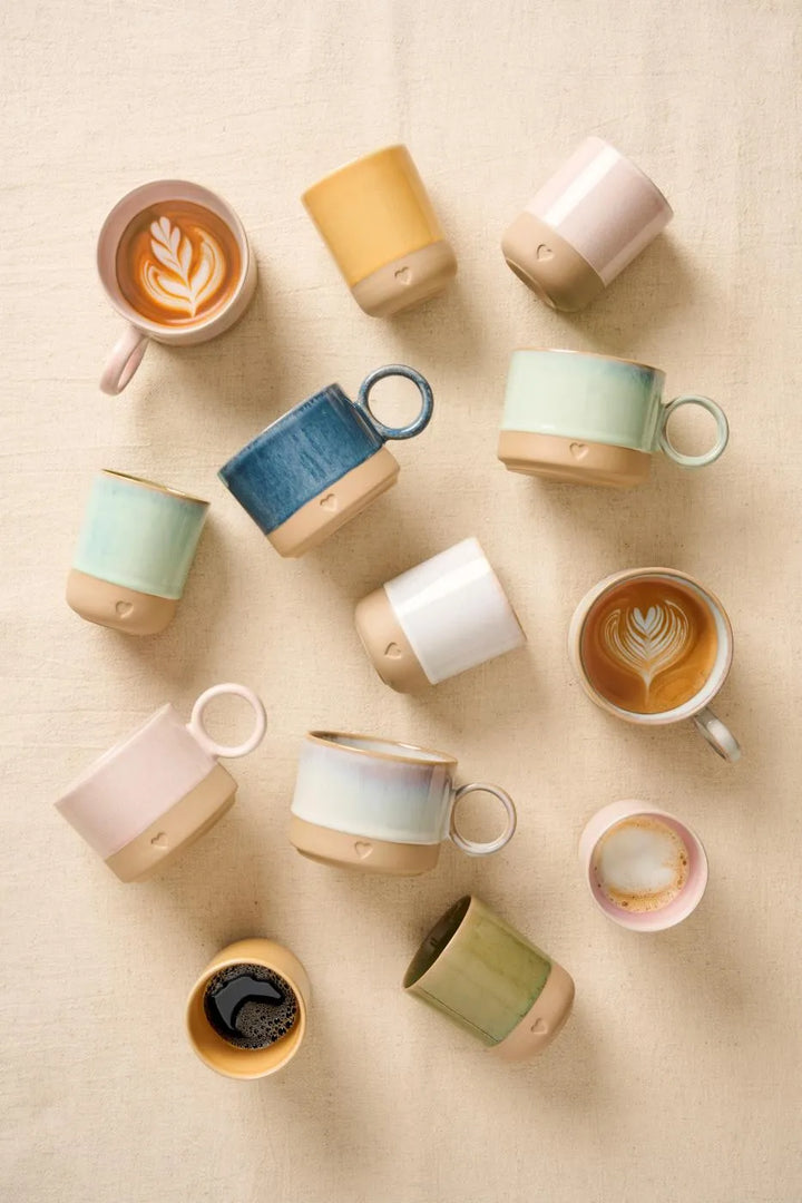 Ib Laursen - Tasse mit Henkel Heart mattbrauner Ton mit hellblauer Kante