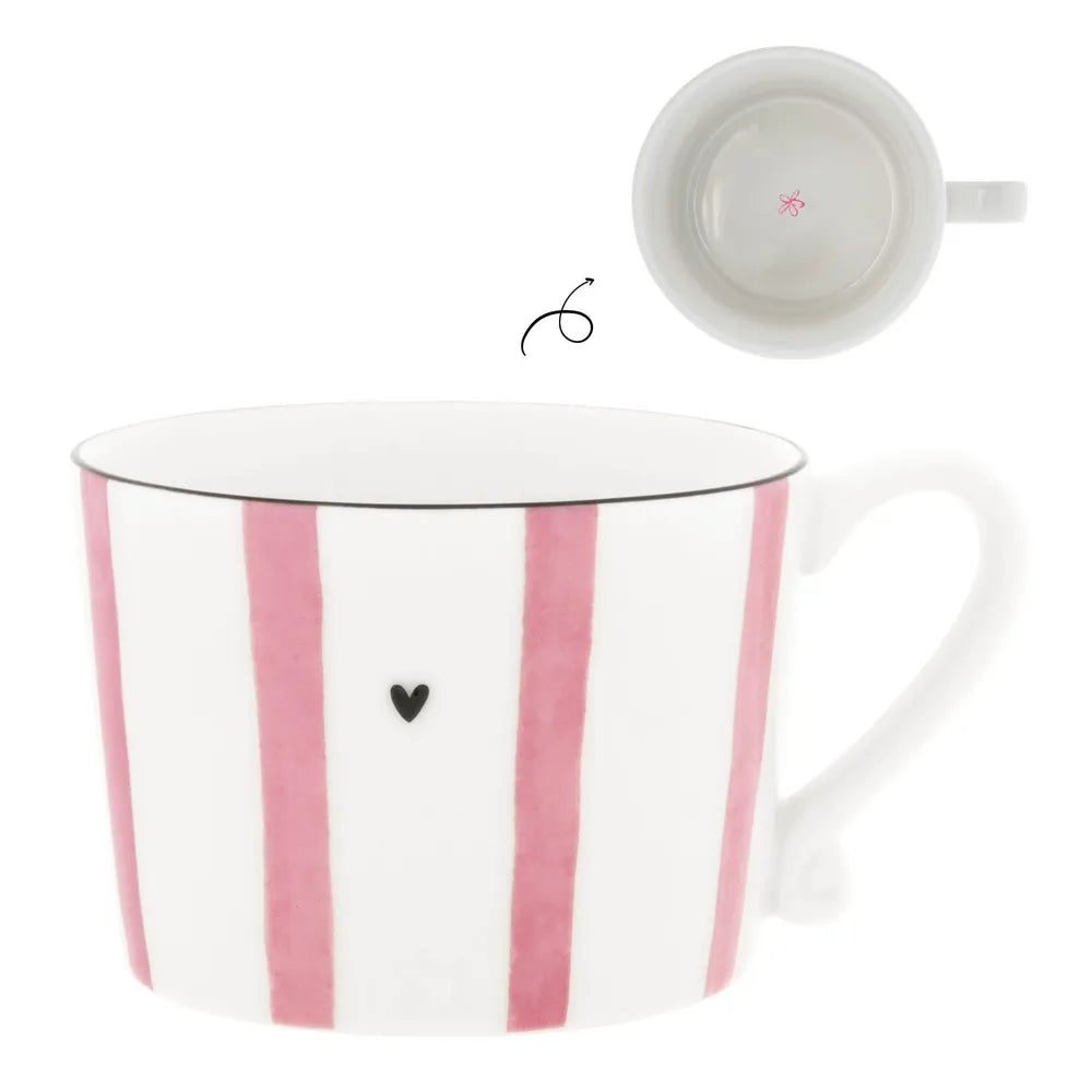 Bastion Collections - Tasse gestreift Rosa mit Herz