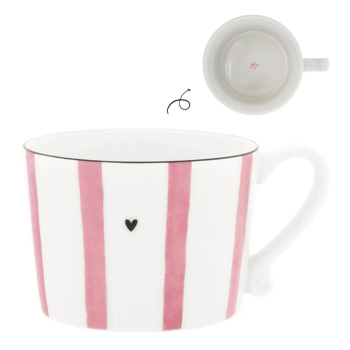 Bastion Collections - Tasse gestreift Rosa mit Herz