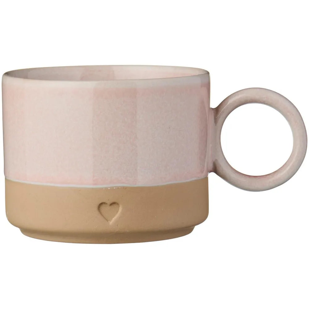 Ib Laursen - Tasse mit Henkel Heart mattbrauner Ton mit rosa Kante