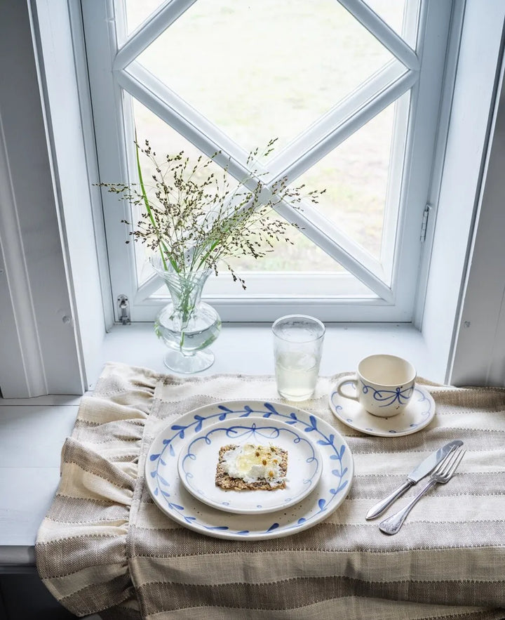 Strömshaga - Tischläufer Ida Streifen Beige Weiss