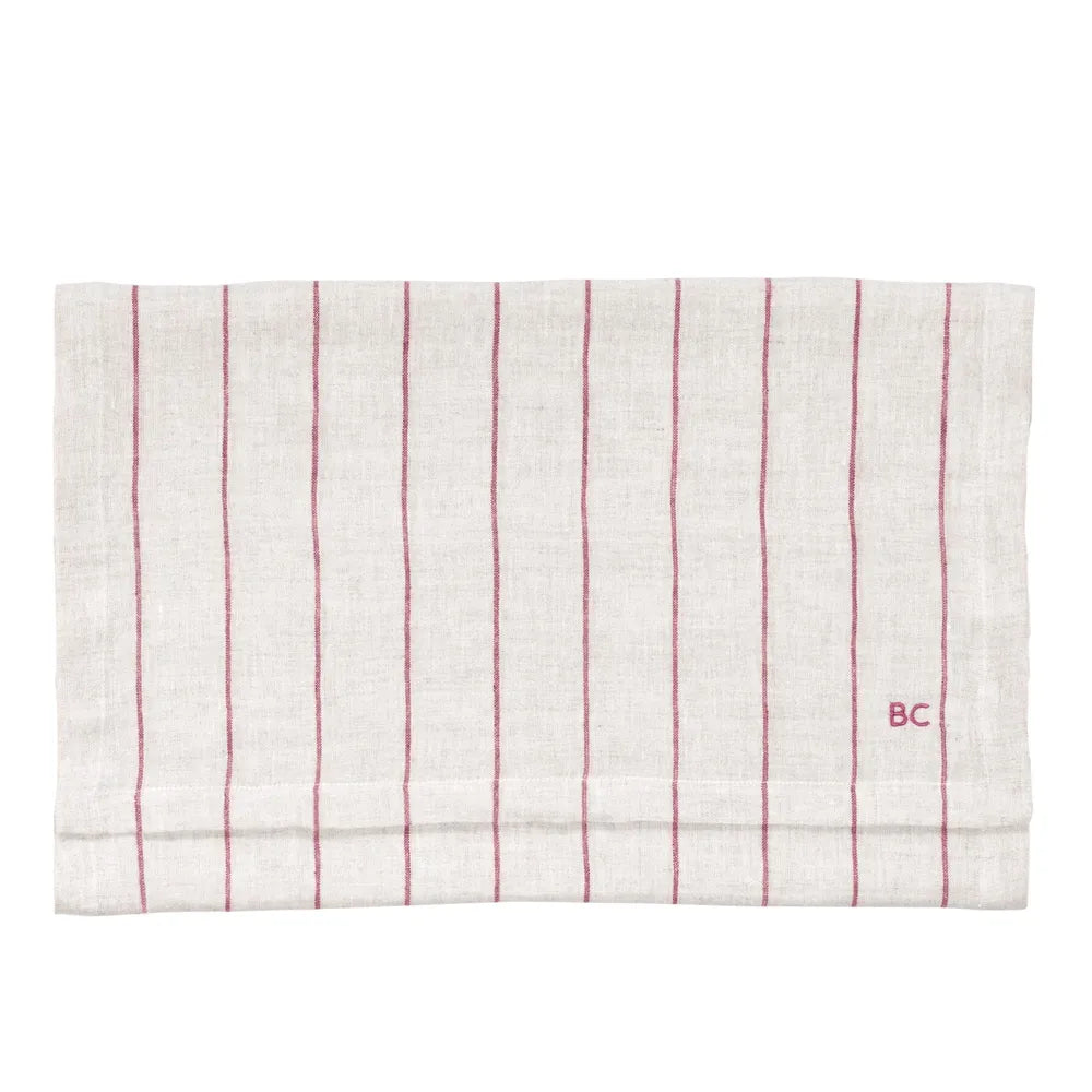Bastion Collections - Tischläufer gestreift Beige/Beere 50 x 160 cm