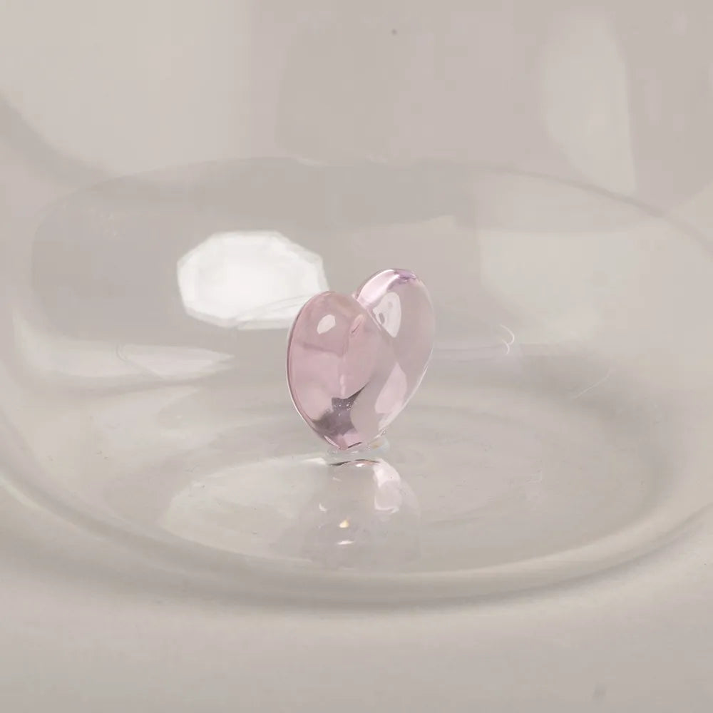 Eulenschnitt - Trinkglas Herzfigur rosa