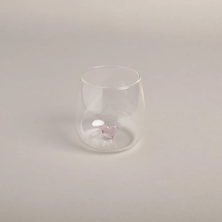 Eulenschnitt - Trinkglas Herzfigur rosa