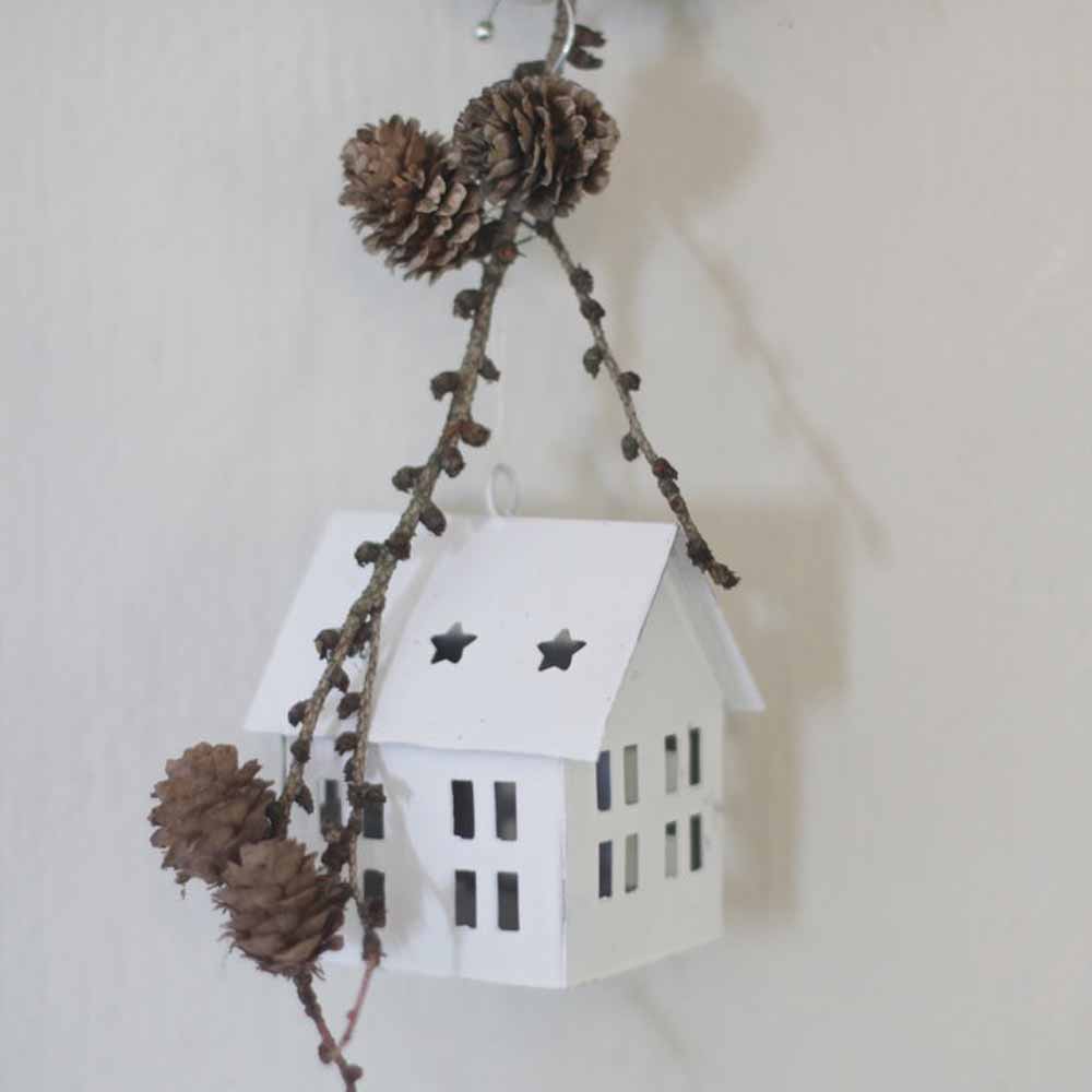 VL Home - Dekohaus Metall mit Sternen im Dach zum Hängen rechteckig