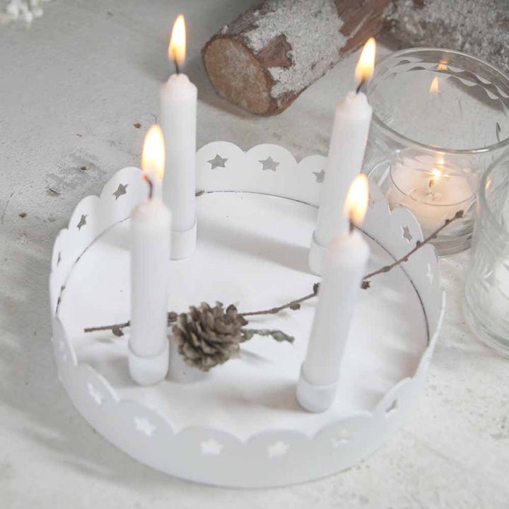 VL Home - Kranzschale Shabby Chic mit Sternen für vier Kerzen