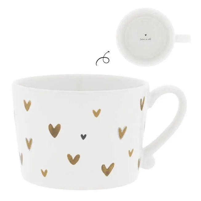 Bastion Collections Tasse Steingut Herzen Weiß 10 cm