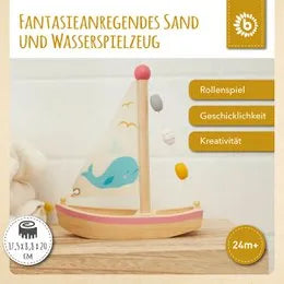 Bieco Spielwaren Holzsegelschiff mit Walmotiv FSC®