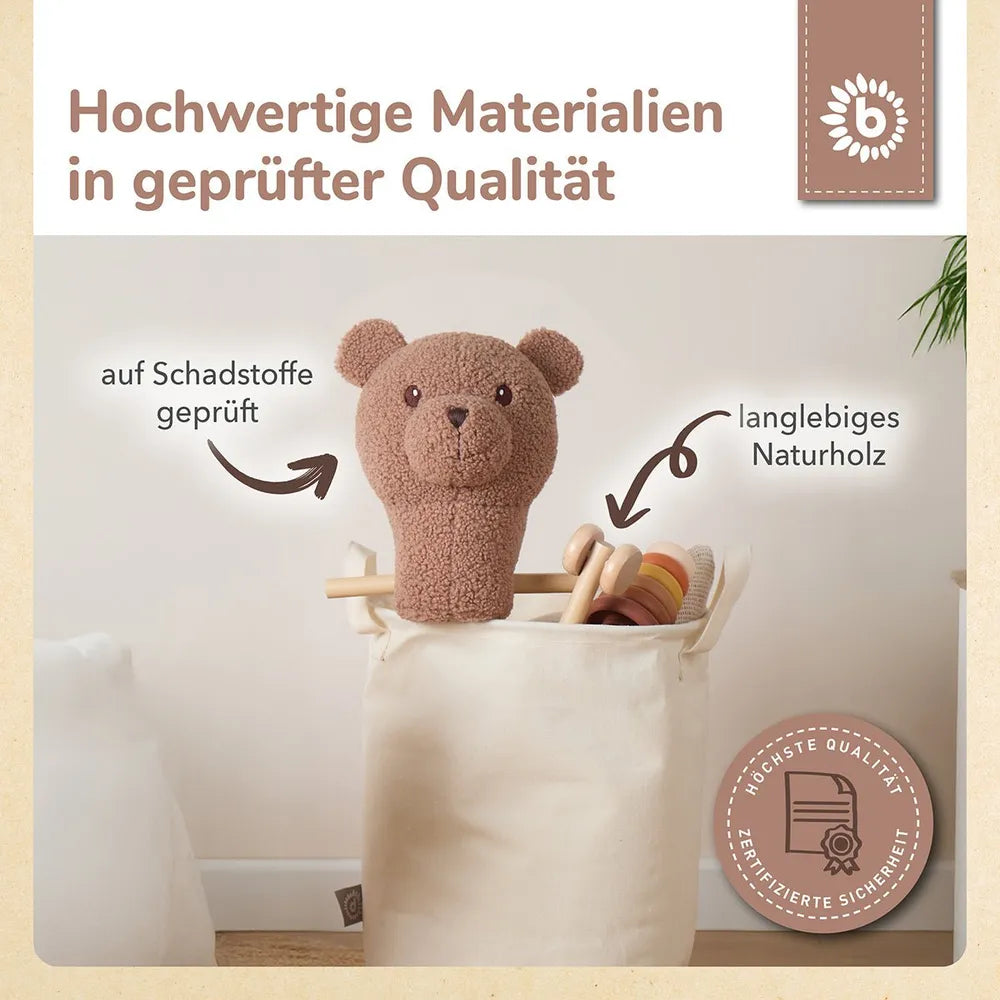 Bieco Spielwaren Stofftier Steckentier Bär Mika Holz