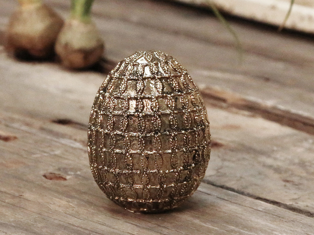 Chic Antique - Osterei Vintage Gold mit Pailetten small