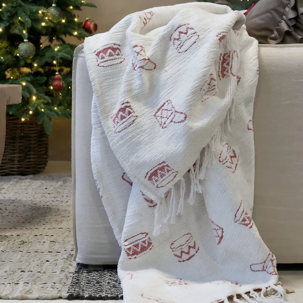 Chic Antique Plaid Chenille Aix Trommel Dessin Creme