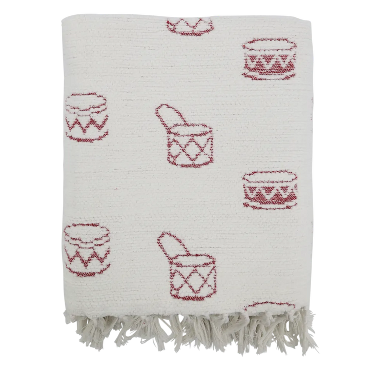 Chic Antique Plaid Chenille Aix Trommel Dessin Creme