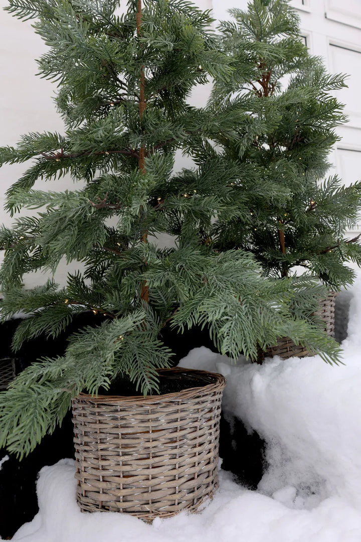 Chic Antique Tannenbaum Fleur Weidenkorb LED Grün