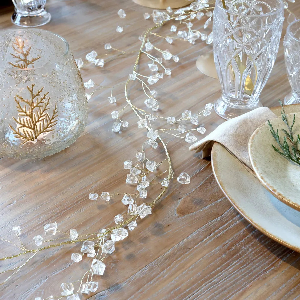 Chic Antique Dekogirlande Acryl Prismen Golddraht