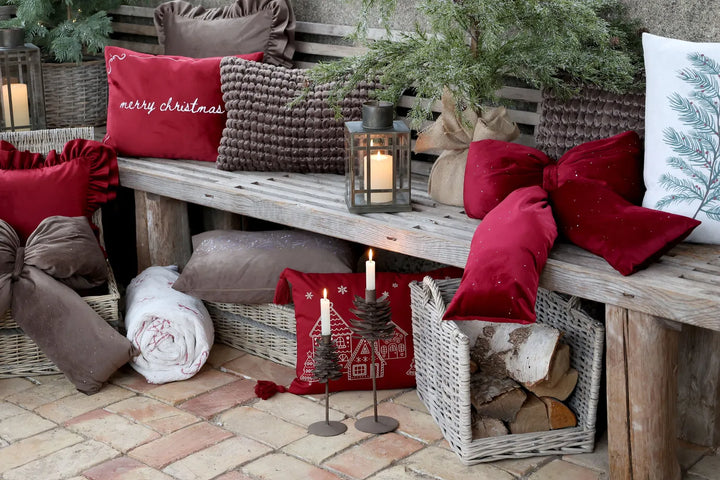 Chic Antique Dekoschleife aus Velours mit Glitzer