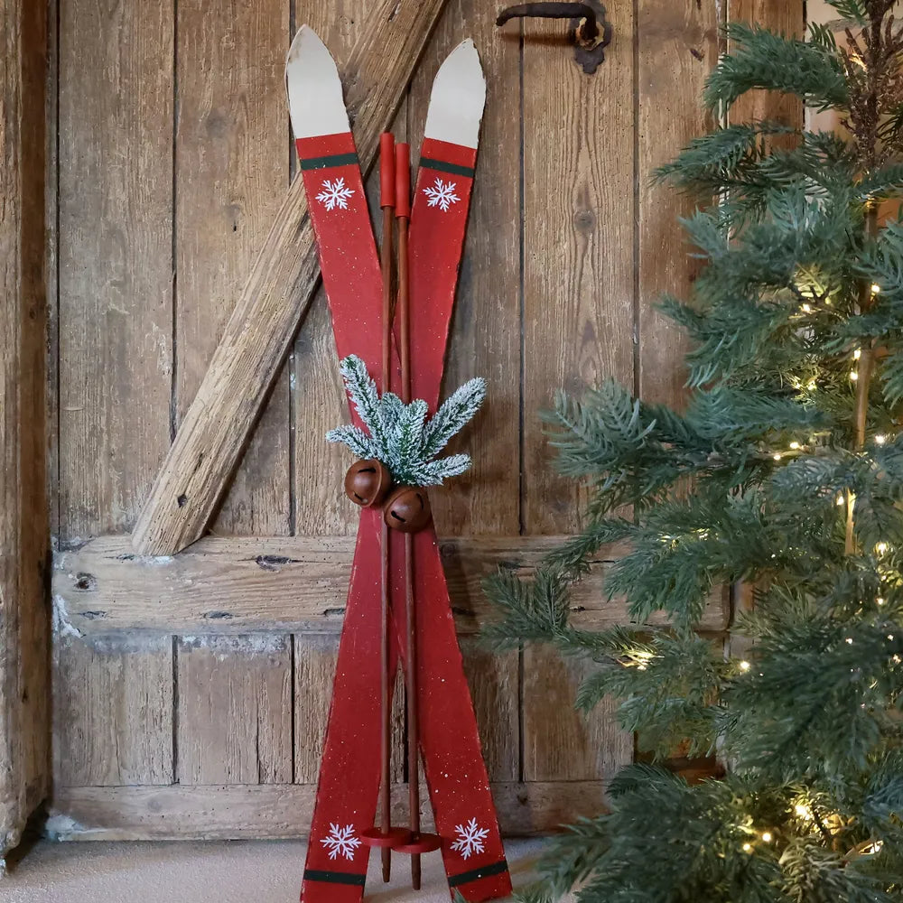 Chic Antique Weihnachtsdeko Vintage Ski Stöcken