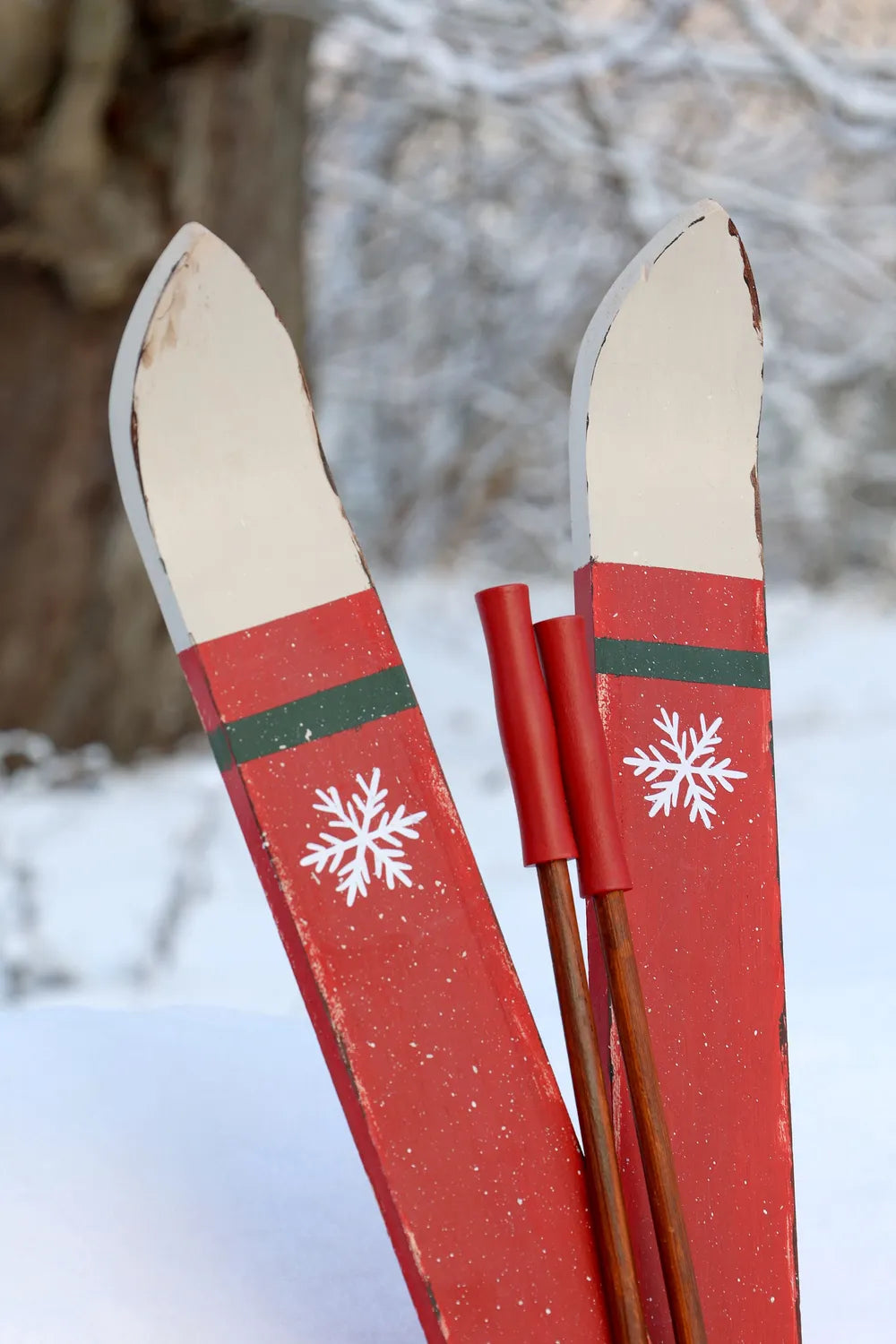 Chic Antique Weihnachtsdeko Vintage Ski Stöcken