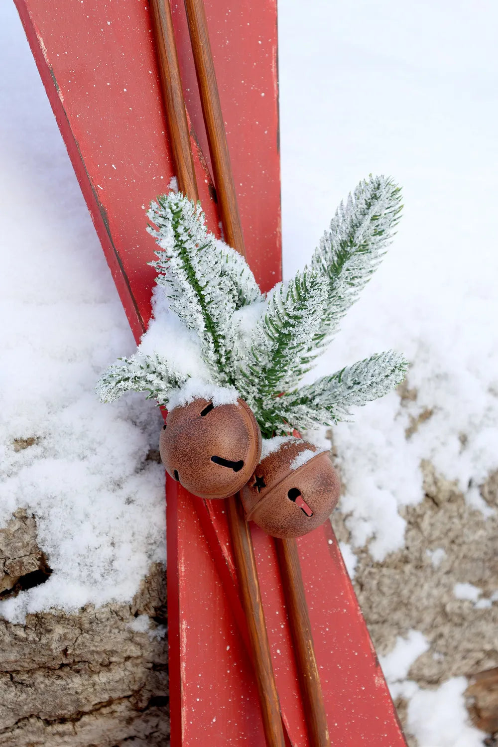 Chic Antique Weihnachtsdeko Vintage Ski Stöcken