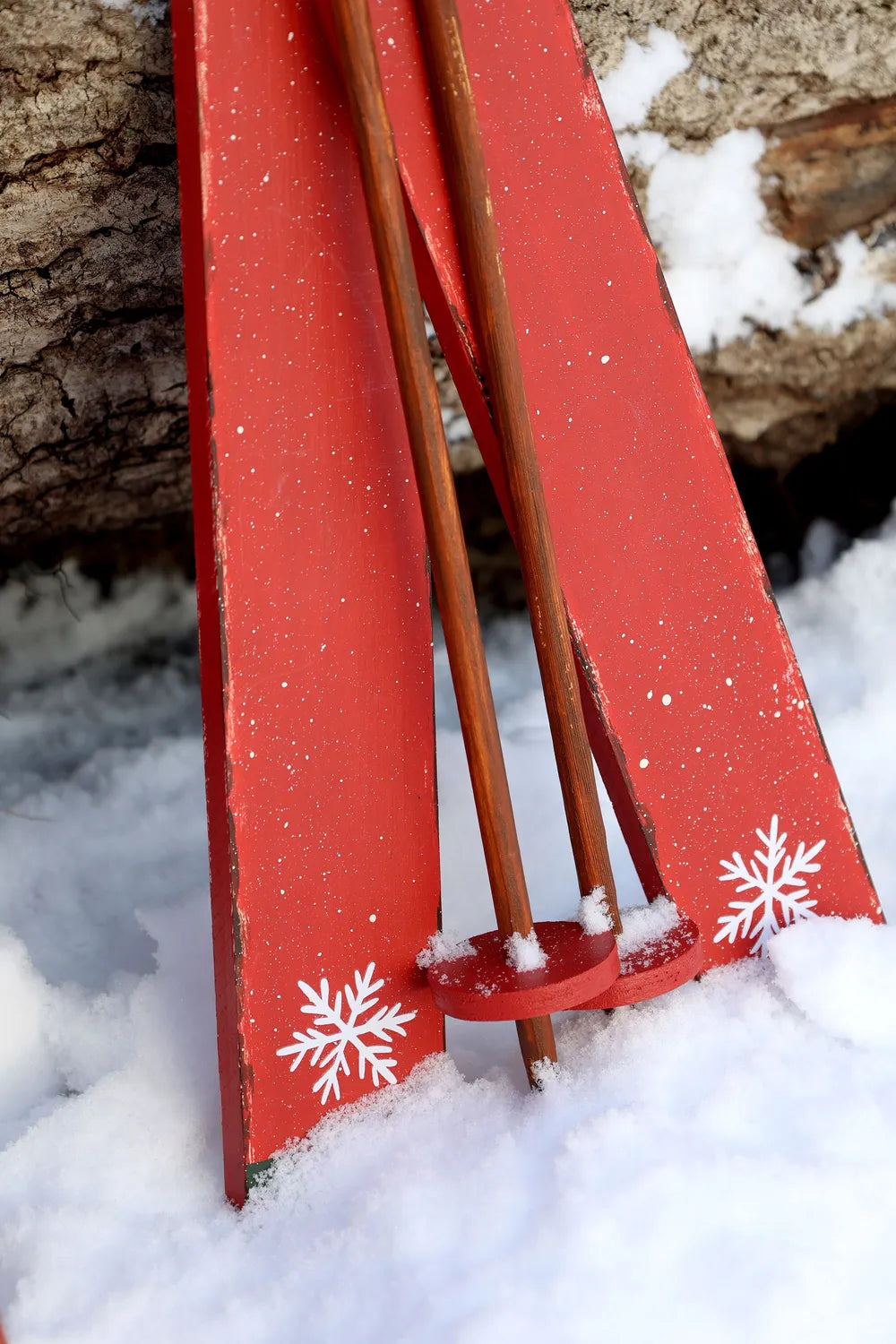 Chic Antique Weihnachtsdeko Vintage Ski Stöcken