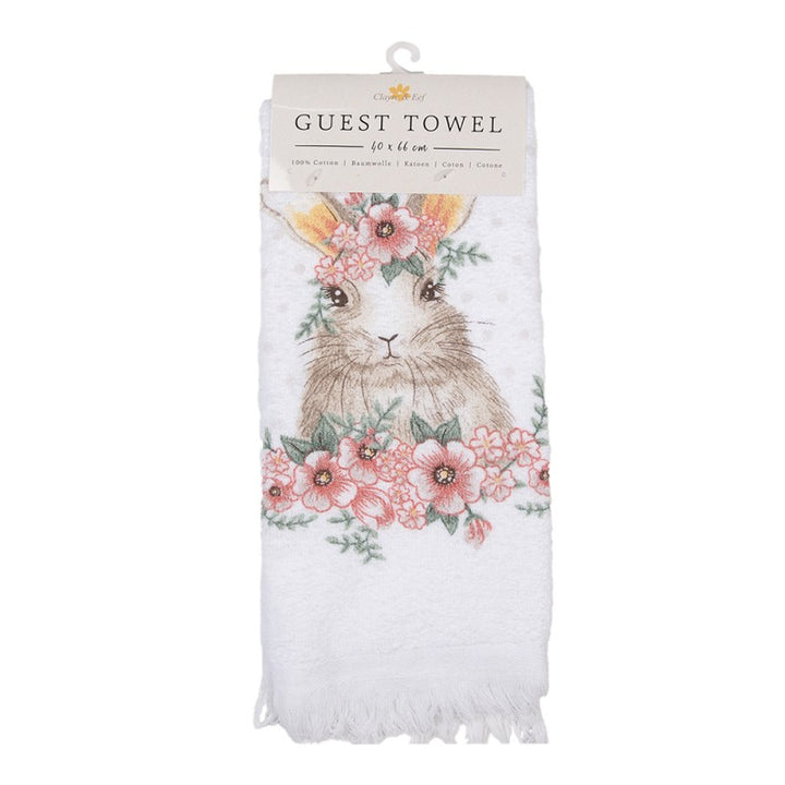 Clayre & Eef - Handtuch mit Blumenkranz & Hase