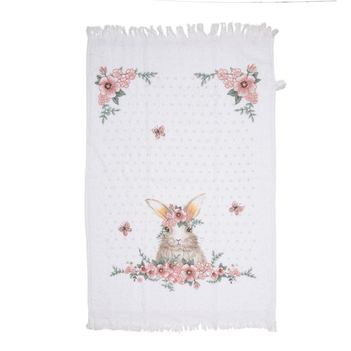 Clayre & Eef - Handtuch mit Blumenkranz & Hase