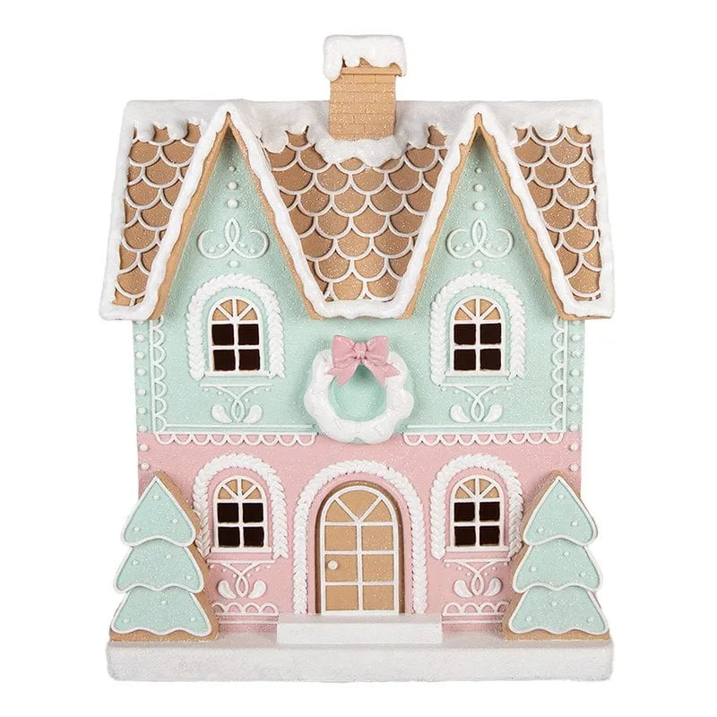 Clayre & Eef. Lebkuchenhaus Dekofigur Pastellfarben