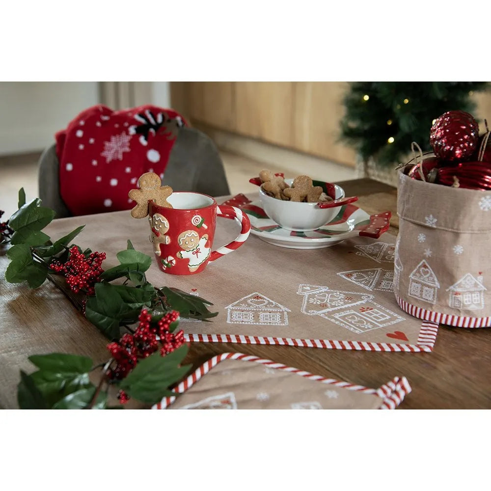 Clayre &amp; Eef. Ofenhandschuh Lebkuchenhaus Motiv