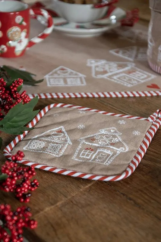 Clayre &amp; Eef. Topflappen Baumwolle Lebkuchenhaus
