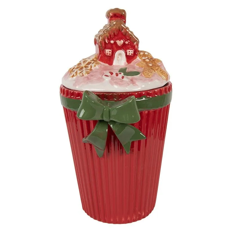 Clayre & Eef. Vorratsdose Keramik Lebkuchenhaus Rot