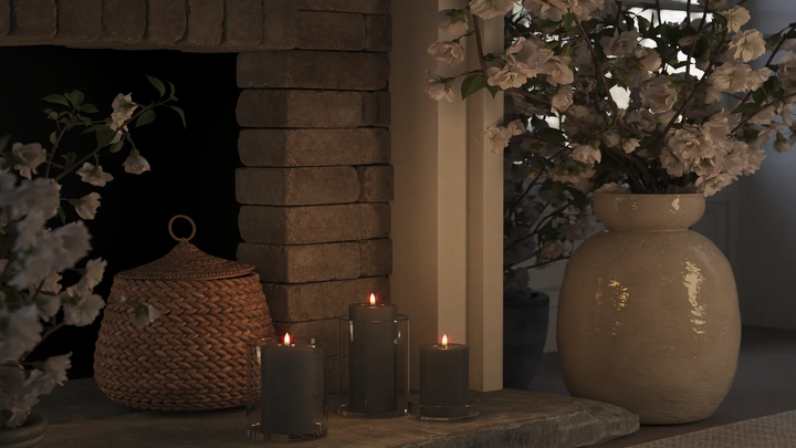 Deluxe Homeart LED Kerze Blockkerze Real Flame Grau