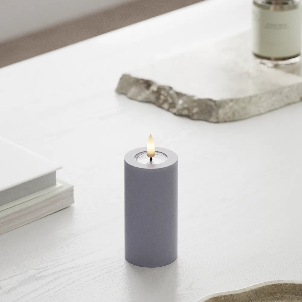 Deluxe Homeart LED-Blockkerze Real Flame Mist Blue